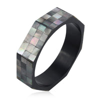Octagon Golden Mother of Pearl Inlay Bangle Bracelet With Yellow Inner Resin (7.50 In)