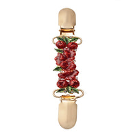 Austrian Crystal and Enameled Poppy Flower Sweater Connector in Goldtone