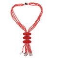 Black and Grey Shell Pearl Seed Beads Tassels Necklace 22 Inches - Sticky add to cart bar