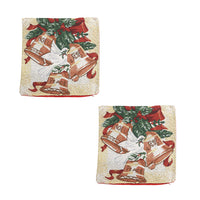 Set of 2 Multi Color Santa Jacquard Woven Cushion Covers (18"x18")
