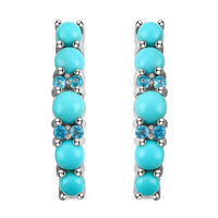 Turquoise and Austrian Crystal Earrings in Sterling Silver 4.00 ctw