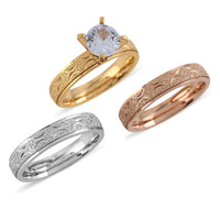 Set of 3 Austrian Crystal Stardust Band & Solitaire Stackable Ring in ION Plated YRG and Stainless Steel (Size 8.0)