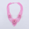 Pink Color  Seed Beads Flower Necklace 20 Inches - Sticky add to cart bar
