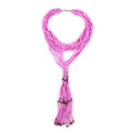 Pink Multi Strand Beads Double Wrist Necklace 22 Inches - Sticky add to cart bar