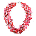 Simulated Green Shell Pearl 3 Strand Necklace 18 Inches in Silvertone - Sticky add to cart bar