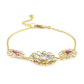 Ruby and Polki Diamond Lotus Floral Bracelet in 14K Yellow Gold Over Sterling Silver (6.50 In) 3.40 ctw - Sticky add to cart bar