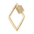 Diamond Shaped White Zircon Carabiner Screw Lock Ring Clasp Charm Enhancer in Goldtone - Sticky add to cart bar