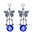 Set of 2 Silver and Blue Butterfly Inspired Eye Wall Hanging Charm in Silvertone (8.27x2.36) - Sticky add to cart bar