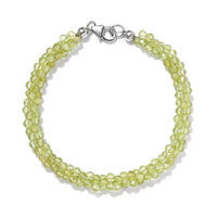 Peridot Beaded Bracelet in Platinum Over Sterling Silver (7.25 In) 40.00 ctw