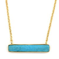 8.00 ctw Recontituted Turquoise Necklace 18 Inches in Goldtone