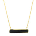 Black Onyx Bar Necklace 16 Inches in Goldtone 8.00 ctw - Sticky add to cart bar