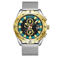 GAMAGES OF LONDON Limited Edition Hand Assembled Vanguard Automatic Movement Mesh Strap Watch in ION Plated Gold and Stainless Steel (45mm) - Sticky add to cart bar