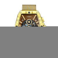 GAMAGES OF LONDON Limited Edition Hand Assembled Resplendence Automatic Movement Mesh Strap Watch in ION Plated Gold with Brown Dial (41mm)