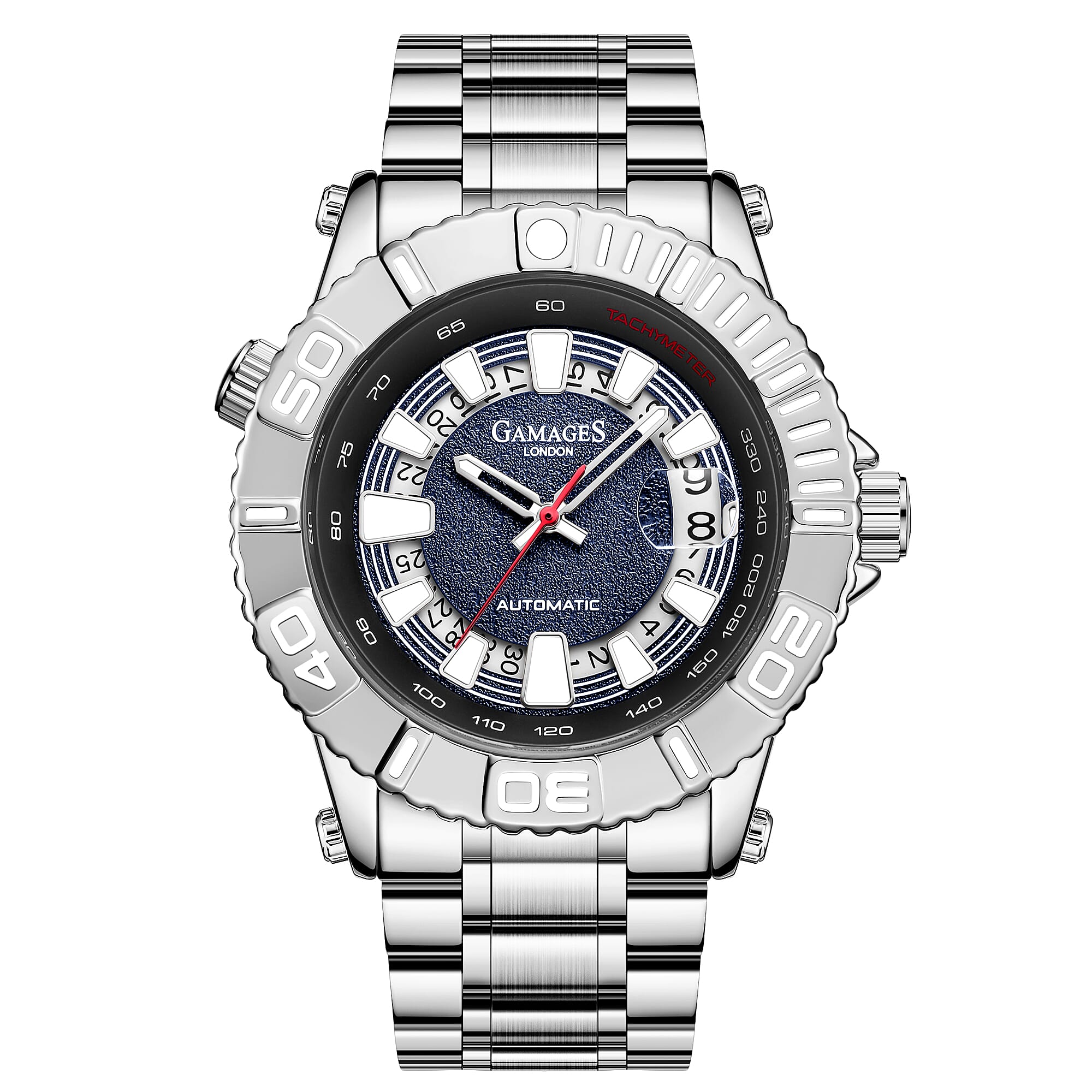 GAMAGES OF LONDON Limited Edition Hand Assembled Labyrinth Automatic Movement Watch in Stainless Steel (45mm)