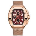 GAMAGES OF LONDON Limited Edition Hand Assembled Dimensional Automatic Movement Mesh Strap Watch in ION Plated RG Over Stainless Steel (45mm) - Sticky add to cart bar