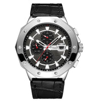 GAMAGES OF LONDON Limited Edition Hand Assembled Military Sports Automatic Movement Black Genuine Leather Strap Watch (45mm)