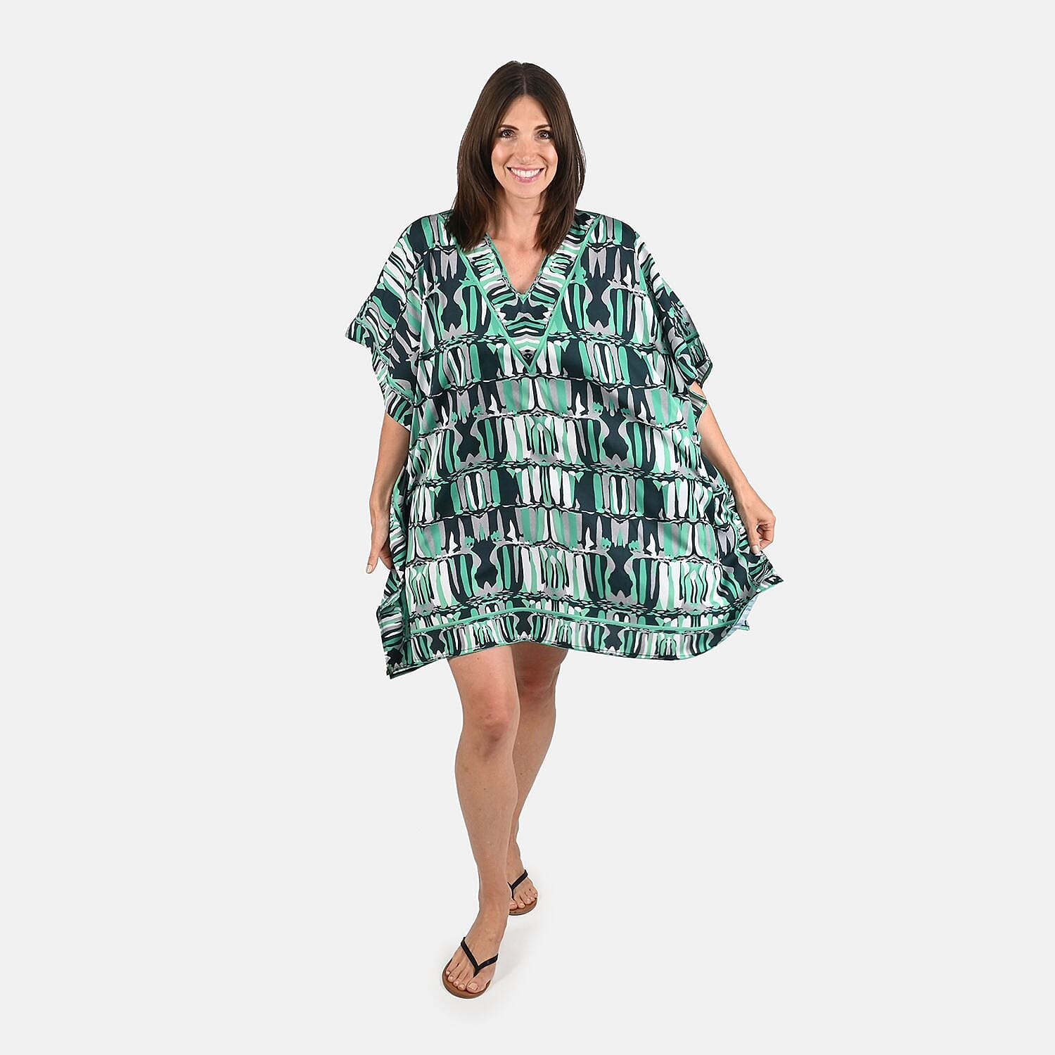 Abstract Print Knee-Length Kaftan