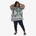 TAMSY Green Paisley Elephant Screen Printed Short Kaftan - One Size Fits Most (36"x41") - Sticky add to cart bar