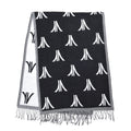 Black and White Pashmina Poncho with Tassels (23.5"x70.5") - Sticky add to cart bar
