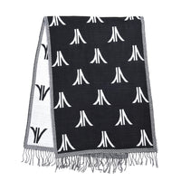 Black and White Pashmina Poncho with Tassels (23.5"x70.5")