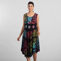 TAMSY Rainbow and Black Splatter Print Umbrella Dress - One Size Fits Most (48"L x 44"W)