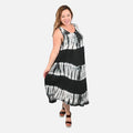 TAMSY Black Tie Dye Print Umbrella Dress - One Size Plus - Sticky add to cart bar