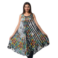 TAMSY Stripe Floral Tie Dye  Umbrella Dress - One Size Fits Most (48""x44"")