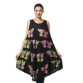 Tamsy Rainbow and Black Butterfly Print Umbrella Dress - One Size Fits Most (48"x44") - Sticky add to cart bar