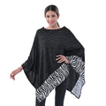 PASSAGE Black with White Zebra Print Border Knit Poncho - Sticky add to cart bar