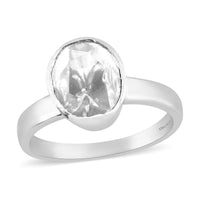 Polki Moissanite VS EF Solitaire Ring in Platinum Over Sterling Silver (Size 10.0) 0.50 ctw