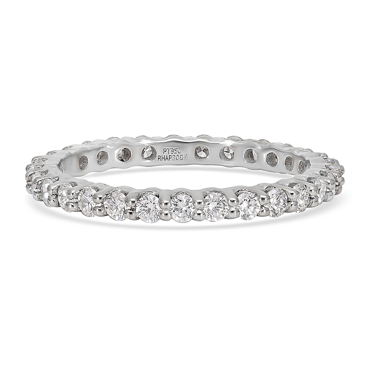 Rhapsody 950 Platinum IGI Certified Diamond E-F VS Eternity Band Ring (Size 8.0) 1.00 ctw