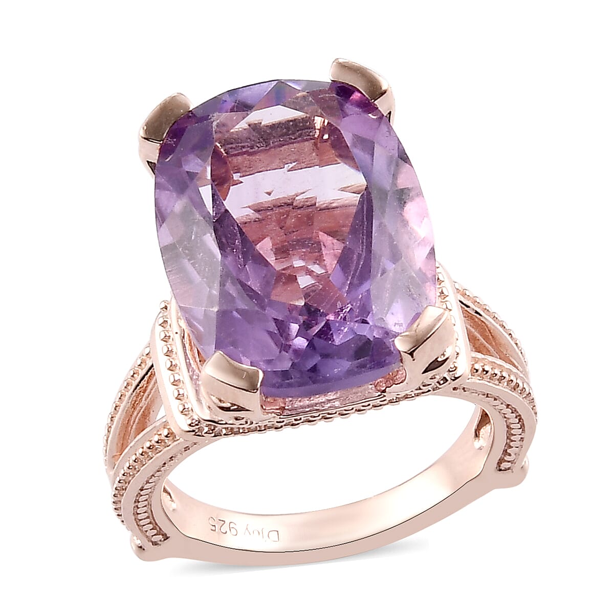 Rose De France Amethyst Fancy Ring in Vermeil Rose Gold Over Sterling Silver 9.75 ctw