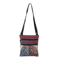 Off White Elephant Jacquard Pattern Crossbody Bag (8.5"x10") with 56.5" Adjustable Shoulder Strap