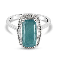 Grandidierite and Diamond 2.98 ctw Fancy Ring in Platinum Over Sterling Silver (Size 8)