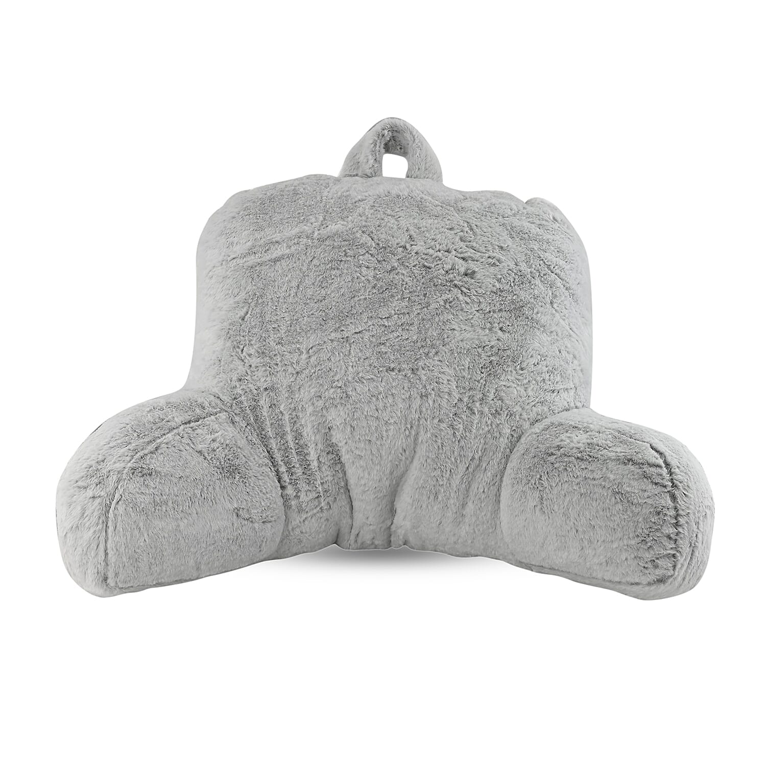MASON STUDIO Grey Faux Fur Bedrest Pillow (27"x17"x18")