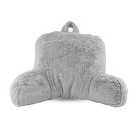 MASON STUDIO Grey Faux Fur Bedrest Pillow (27"x17"x18")