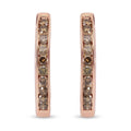 SGL Certified 10K Rose Gold Natural Champagne Diamond Inside Out Hoop Earrings 2.55 Grams 1.00 ctw - Sticky add to cart bar