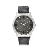 STRADA 10th ANNIVERSARY SPECIAL Black Austrian Crystal Japanese Movement Watch with Black Faux Leather Band