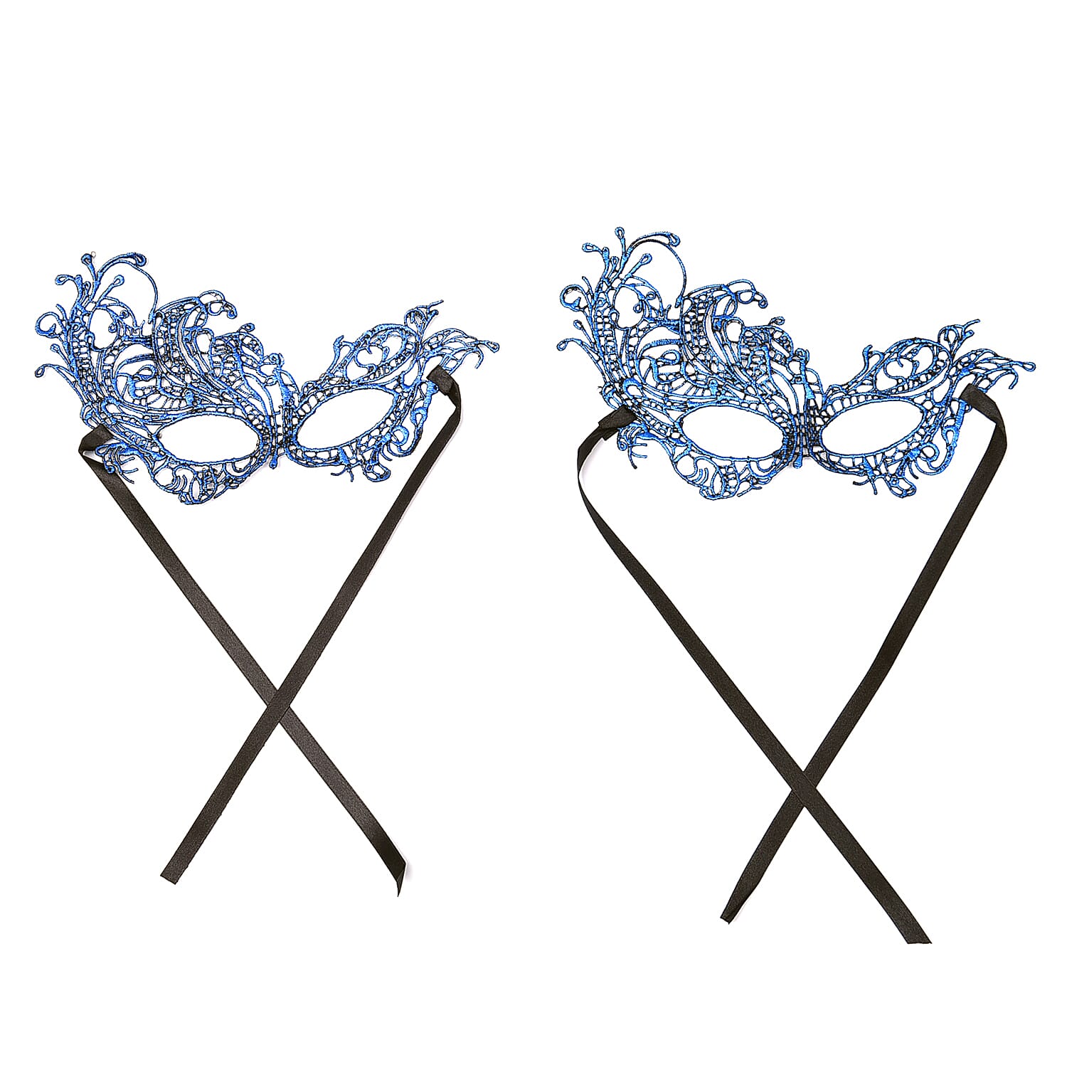 Set of 2 Black Mysterious Lace Masks (4.72"x9.06")