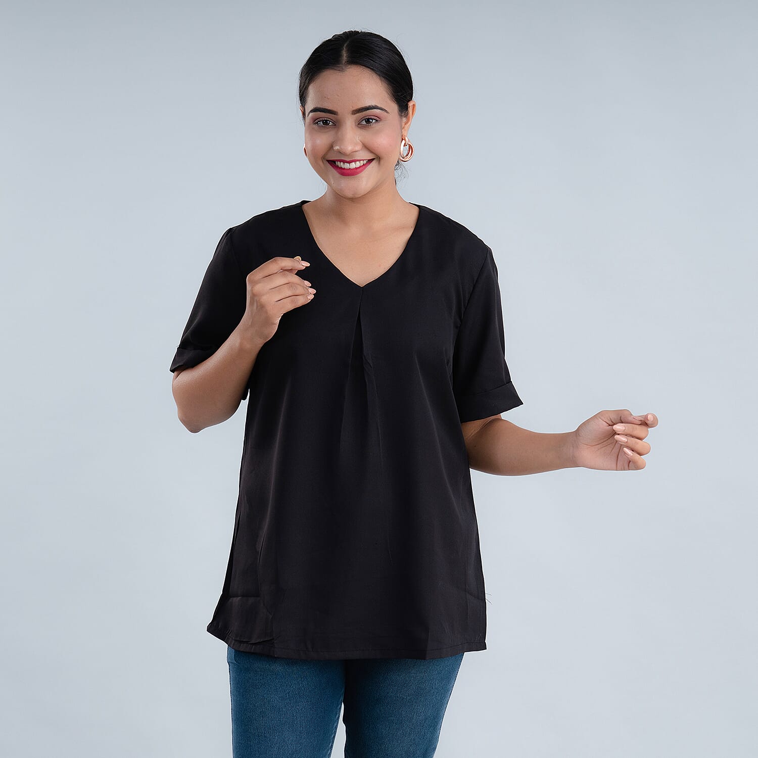 V-Neck Pleated Top