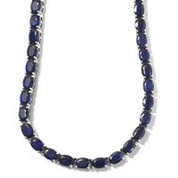 London Blue Topaz Tennis Necklace 18 Inches in Platinum Over Sterling Silver 23.35 Grams 52.25 ctw