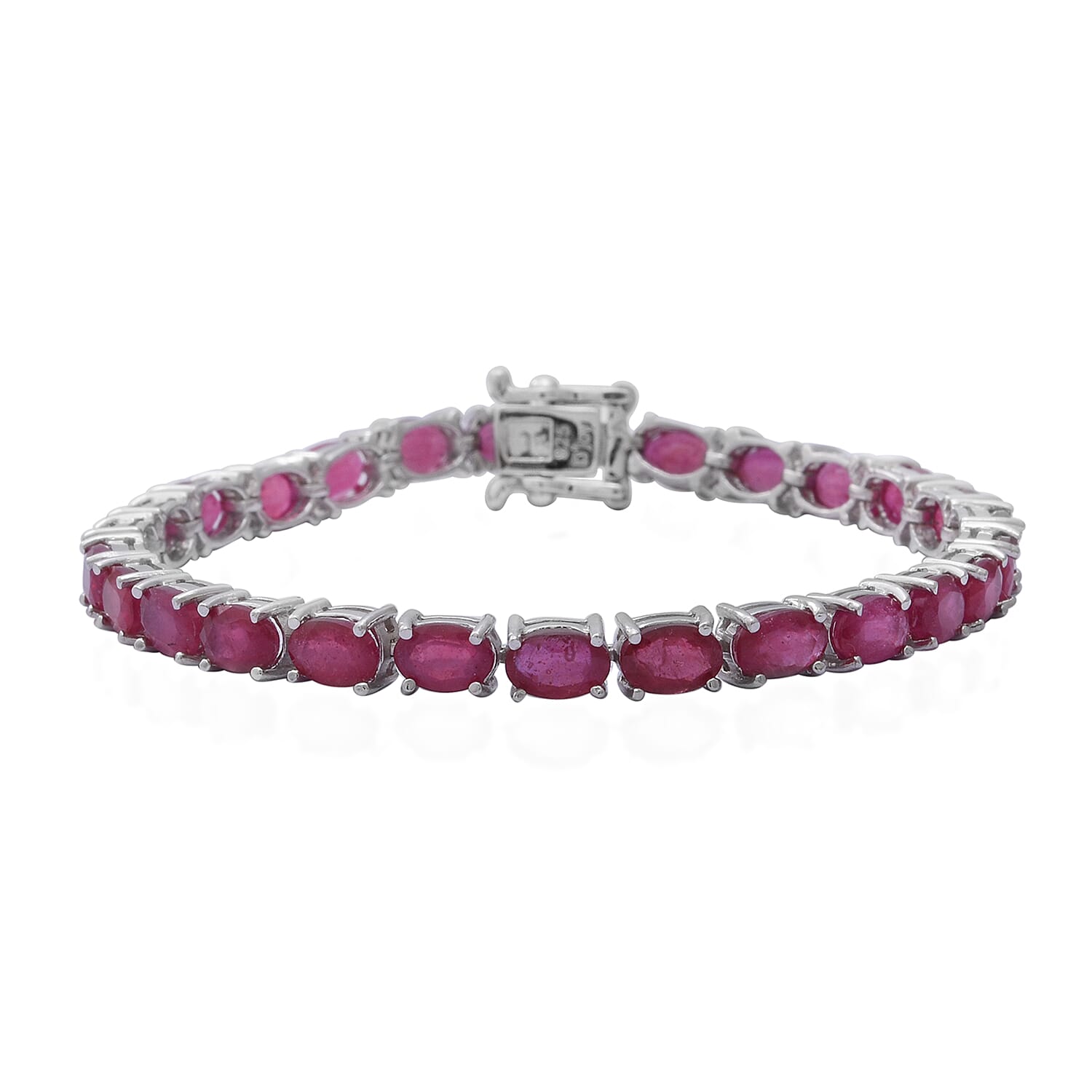 Niassa Ruby Tennis Bracelet in Platinum Over Sterling Silver (6.50 In) (7.35 g) 17.25 ctw