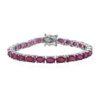 Niassa Ruby Tennis Bracelet in Platinum Over Sterling Silver (6.50 In) (7.35 g) 17.25 ctw