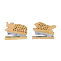 Value Buy Handcarved Set of 2 Elephant & Fish Stapler (4x4)