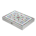 Handcrafted Aluminium Oxidized Flower Embossed Ring Box (14""x10""x2"") - Sticky add to cart bar