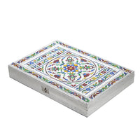 Handcrafted Aluminium Oxidized Flower Embossed Ring Box (14""x10""x2"")