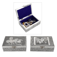 Set of 2 Aluminium Oxidized Horse Embossed Storage Box (7'x5')
