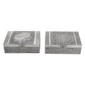Set of 2 Aluminium Oxidized Horse Embossed Storage Box (7'x5') - Sticky add to cart bar