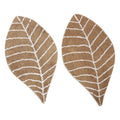 Set of 2 Beige and White 100% Cotton Leaf Shape Mat (18"x13") - Sticky add to cart bar