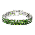 Natural Russian Diopside Three Row Bracelet in Platinum Over Sterling Silver (6.50 In) 23.15 Grams 22.30 ctw - Sticky add to cart bar